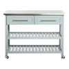 Rolling Kitchen Island 2 Drawers Storage with Stainless Steel Top