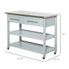 Rolling Kitchen Island 2 Drawers Storage with Stainless Steel Top