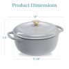 9 Quart Large Enamel Cast-Iron Dutch Oven Kitchen Cookware