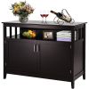 Wood 2-Door Dining Buffet Sideboard Cabinet with Open Storage Shelf