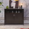 Wood 2-Door Dining Buffet Sideboard Cabinet with Open Storage Shelf
