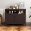 Wood 2-Door Dining Buffet Sideboard Cabinet with Open Storage Shelf