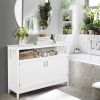 Wood 2-Door Dining Buffet Sideboard Cabinet with Open Storage Shelf
