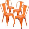 Set of 4 Indoor Outdoor Metal Stacking Bistro Dining Chairs