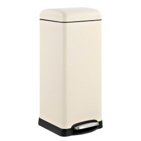 8-Gallon Retro Stainless Steel Step-On Trash Can (Color: Light Almond Beige Finish)