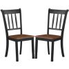 Set of 2 Solid Wood  Mission Style Armless Dining Chair with Brown Seat