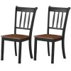 Set of 2 Solid Wood  Mission Style Armless Dining Chair with Brown Seat