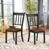 Set of 2 Solid Wood  Mission Style Armless Dining Chair with Brown Seat