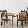 Set of 2 Solid Wood  Mission Style Armless Dining Chair with Brown Seat