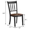 Set of 2 Solid Wood  Mission Style Armless Dining Chair with Brown Seat