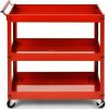 Steel Frame Kitchen Serving Utility Cart on Wheels with 2 Bottom Shelves