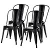 Set of 4 Indoor Outdoor Metal Stacking Bistro Dining Chairs