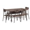 Modern 6-Piece Dining Set with Wood Top Table 4 Chairs and Storage Bench