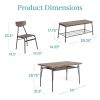 Modern 6-Piece Dining Set with Wood Top Table 4 Chairs and Storage Bench