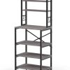 Modern Metal Wood Kitchen Baker's Rack Shelf Microwave Stand