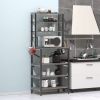 Modern Metal Wood Kitchen Baker's Rack Shelf Microwave Stand