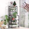 Modern Metal Wood Kitchen Baker's Rack Shelf Microwave Stand