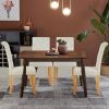 Set of 2  Linen Button Tufted Dining Chair with Wood Legs
