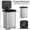 13-Gallon Stainless Steel Step Trash Can with Soft Close Lid