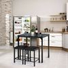 Modern 3-Piece Dining Set Faux Marble Table-Top and 2 Black Chairs Stools