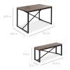 Modern 3-Piece Dining Set - Metal Frame Wood Top Table and 2 Bench Chairs