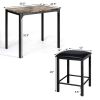 Modern 3-Piece Dining Set Faux Marble Table-Top and 2 Black Chairs Stools