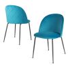 Set of 2 Modern Velvet Upholstered Dining Chair with Metal Legs