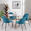 Set of 2 Modern Velvet Upholstered Dining Chair with Metal Legs