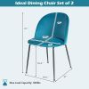 Set of 2 Modern Velvet Upholstered Dining Chair with Metal Legs