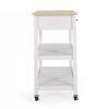 Modern  Kitchen Island Cart with Wood Top 2 Drawers and 2 Bottom Shelves