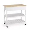 Modern  Kitchen Island Cart with Wood Top 2 Drawers and 2 Bottom Shelves
