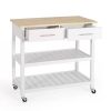 Modern  Kitchen Island Cart with Wood Top 2 Drawers and 2 Bottom Shelves