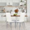 Set of 4 Modern High Back PVC Leather Dining Chairs with Metal Legs
