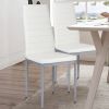Set of 4 Modern High Back PVC Leather Dining Chairs with Metal Legs