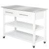 Rolling Kitchen Island 2 Drawers Storage with Stainless Steel Top