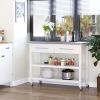 Rolling Kitchen Island 2 Drawers Storage with Stainless Steel Top