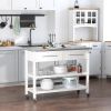 Rolling Kitchen Island 2 Drawers Storage with Stainless Steel Top