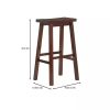 Set of 2 Farmhouse Bar Height Saddle Seat Barstools in Wood Finish
