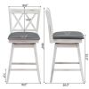 Set of 2  Wood 24-in Counter Height Farmhouse Swivel Cushion Seat Barstools