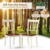 Set of 2 Solid Wood  Mission Style Armless Dining Chair with Brown Seat