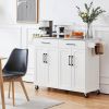 Kitchen Cart Island with Stainless Steel Top 2 Drawers and Cabinet