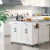 Kitchen Cart Island with Stainless Steel Top 2 Drawers and Cabinet