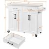 Kitchen Cart Island with Stainless Steel Top 2 Drawers and Cabinet