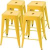 Set of 4 - 24-in. Indoor/Outdoor Backless Stacking Metal Barstools