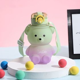 1pc Bear Cute Water Cup; Summer Plastic Cup; Portable Straw Cup; Large-capacity Water Bottle With Strap (Color: purple, Capacity: 800ml)