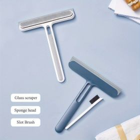 1pc/2pcs 3-in-1 Multi-Purpose Glass Cleaning Brush With Handle, Magic Window Cleaning Brush, Squeegee For Window, Glass, Shower Door, Car Windshi (Color: 1 Blue+1 White)