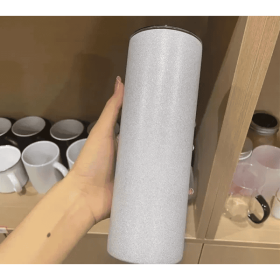 Sublimation 20oz Rough Glitter Straight Tumbler Without Metal Rim White Blank Sparkling (Color: White)